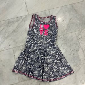 Pink/gray/white camo silk fabric dress